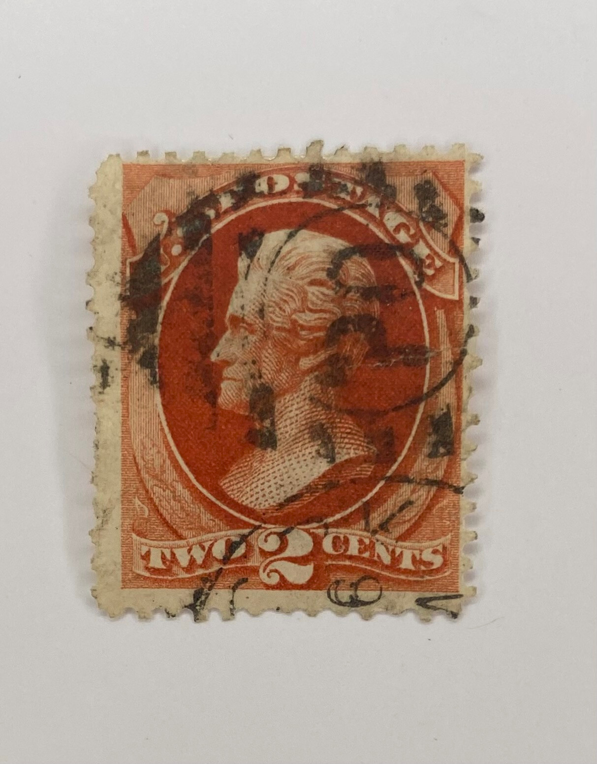 US Scott #178 Single 2 cent stamp orange U.S. Jackson 1875 used HNG M065