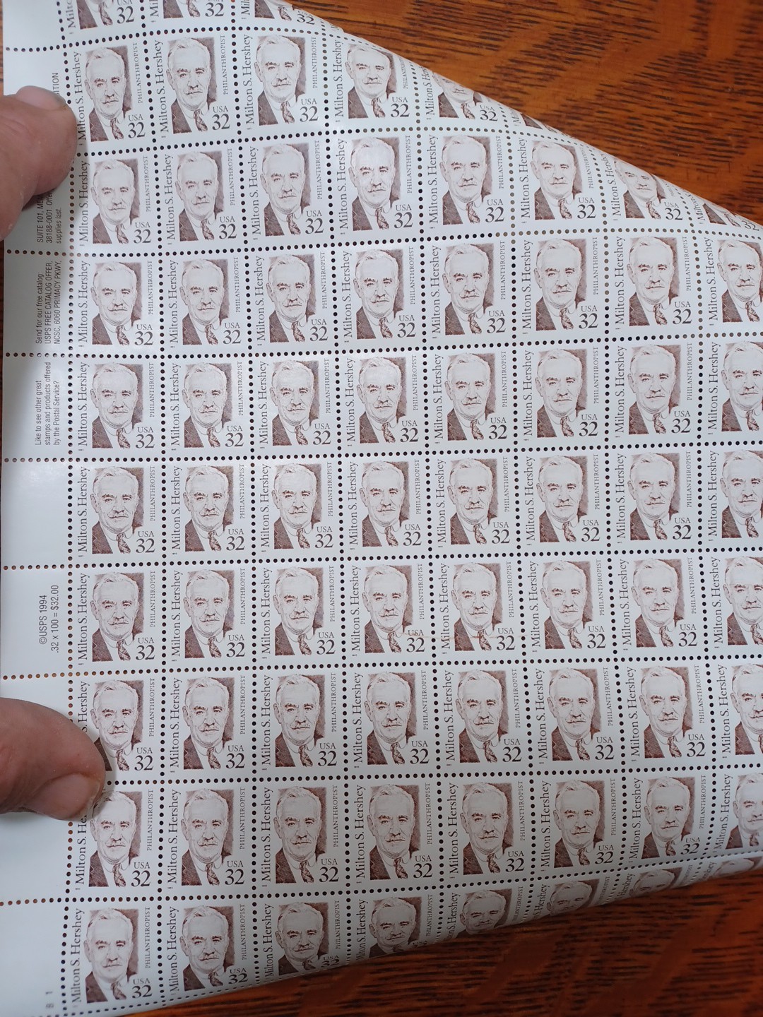 (100) 32 Cent Milton S Hershey Postage Stamps JBL6