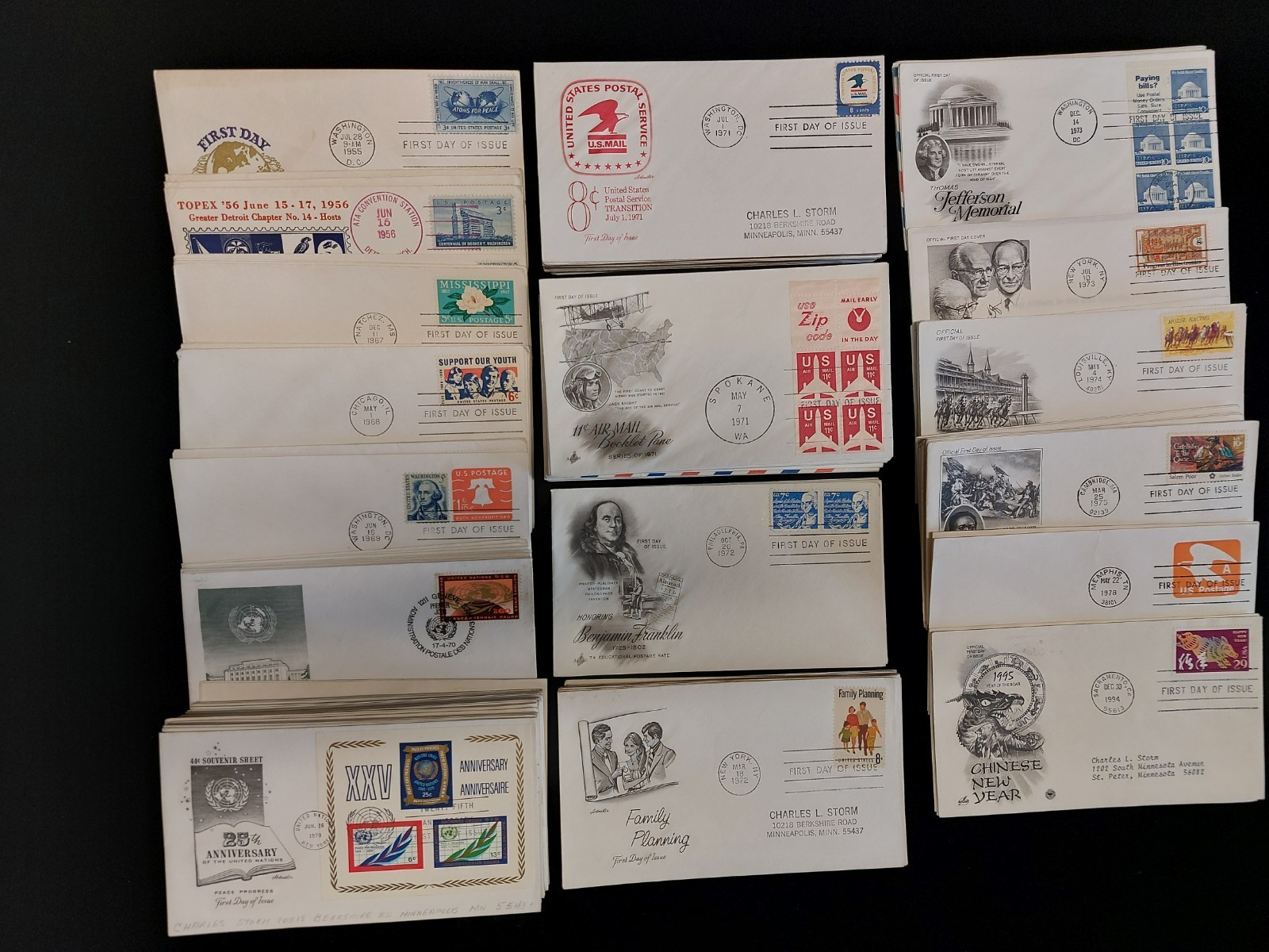 263 First Day Covers 1955-1994