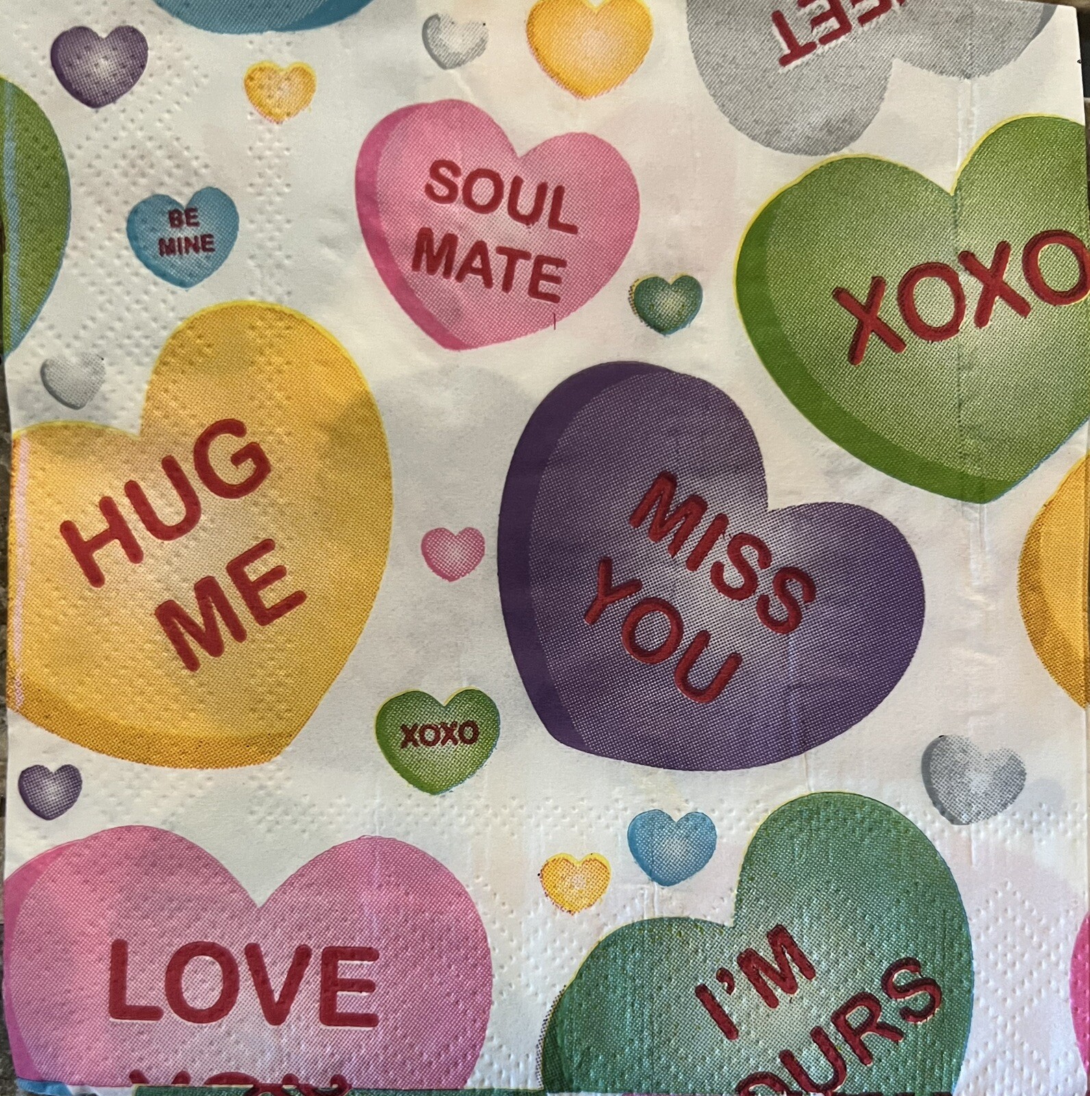 TWO Individual Paper Beverage Decoupage Napkins – VALENTINE HEARTS COLORS- Love