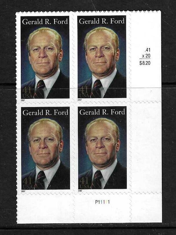 USA SC # 4199 Gerald R. Ford . BLK4 , Plate number . MNH..