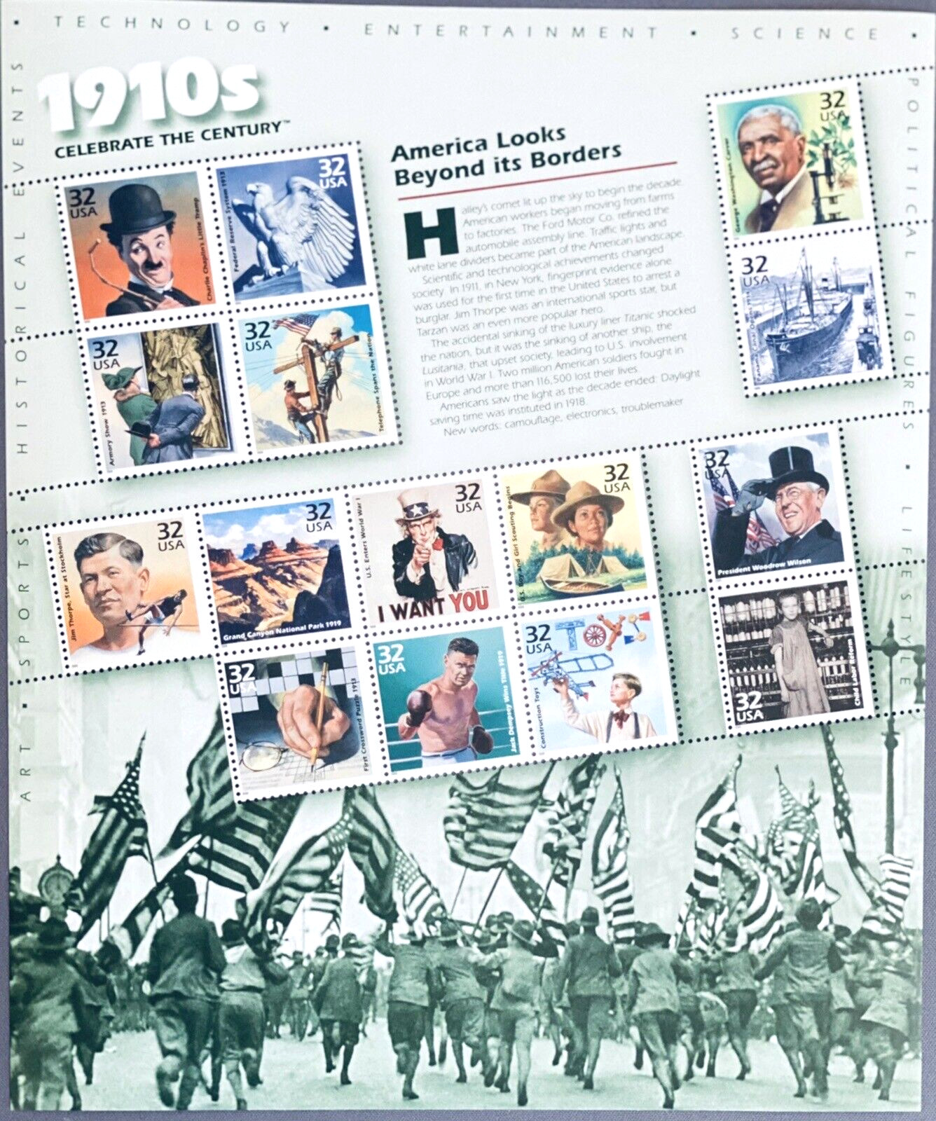 SoCo Stamps -US # 3182-3191 CELEBRATE THE CENTURY Complete 10 Sheet Set