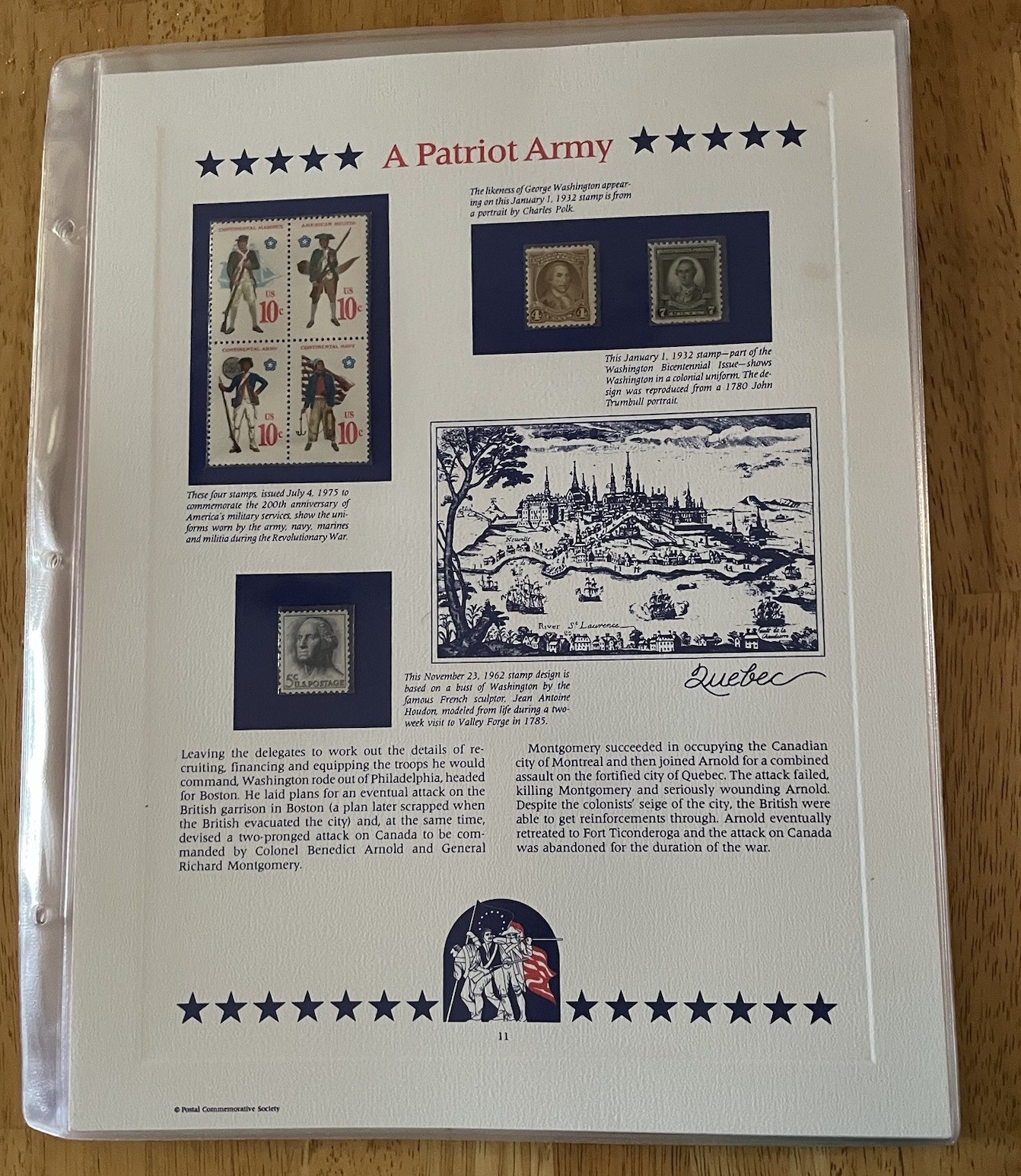 USA Stamp Series Panel A Patriot Army Postal Commemorative Society Pg 11