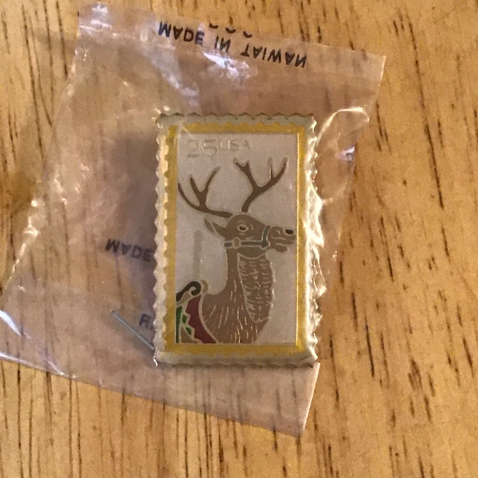 The march Co U.S. Postal Stamp Reindeer Pin 1988 Vintage
