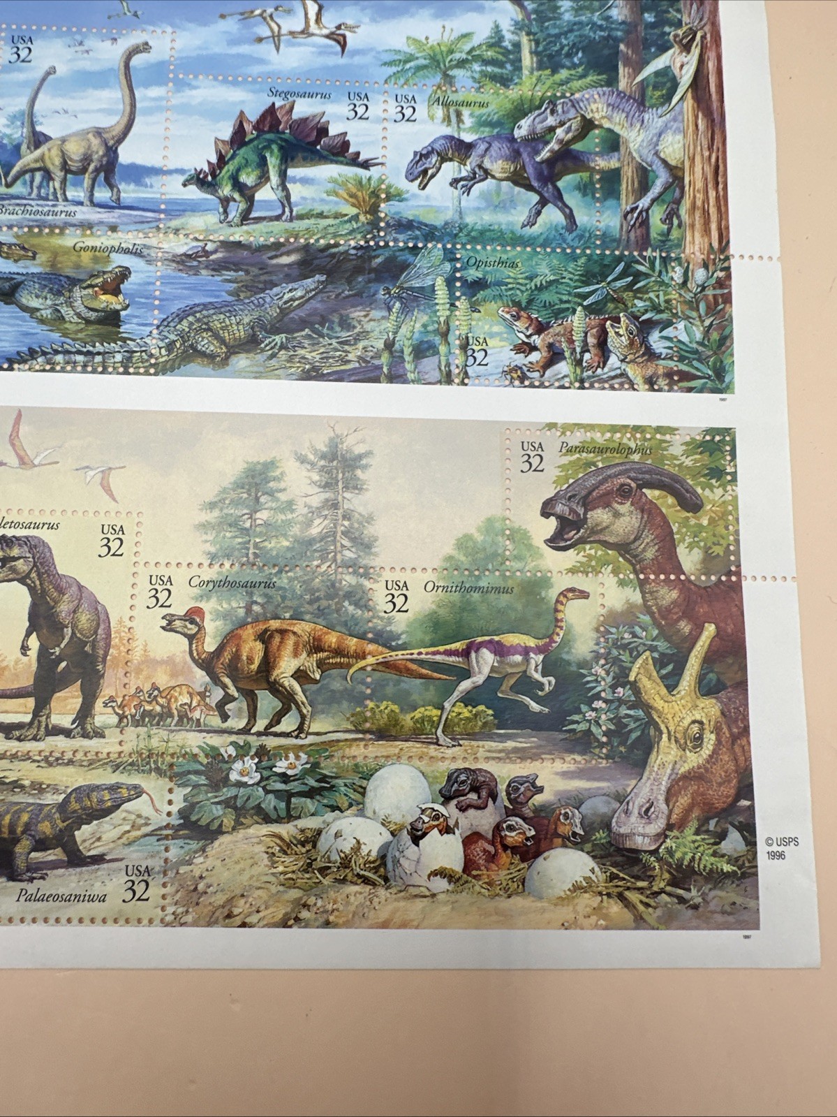 Full Sheet of 15 THE WORLD OF DINOSAURS 32¢ US Postage Stamps USA Mint Unhinged