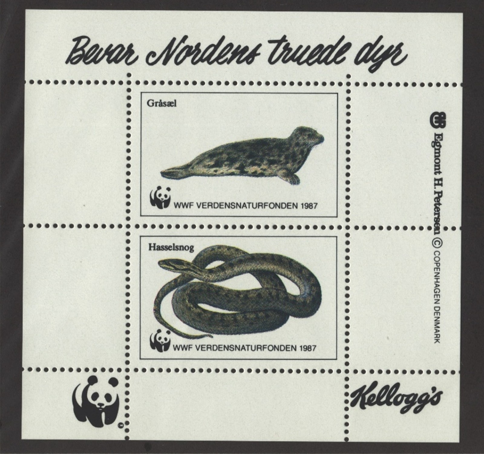 Denmark Cinderella Sheets WWF Kelloggs 1987 Conserve Nordic Endangered Animals