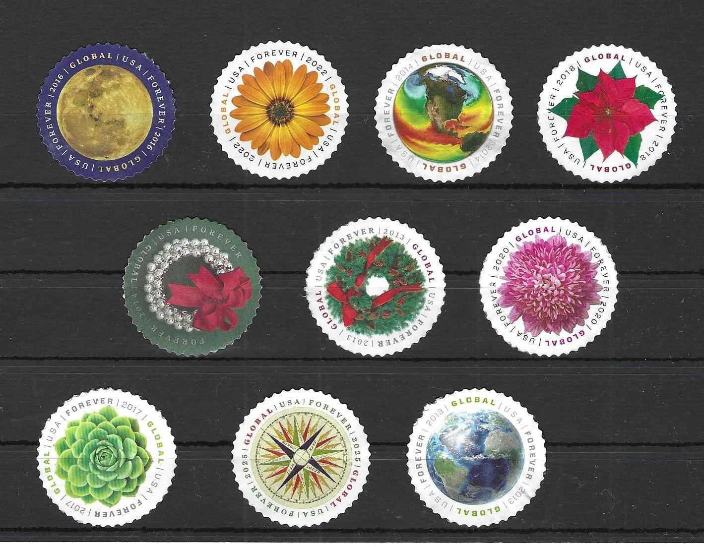 R77 US 10 global forever all diff unused off paper no gum collection face $17.00