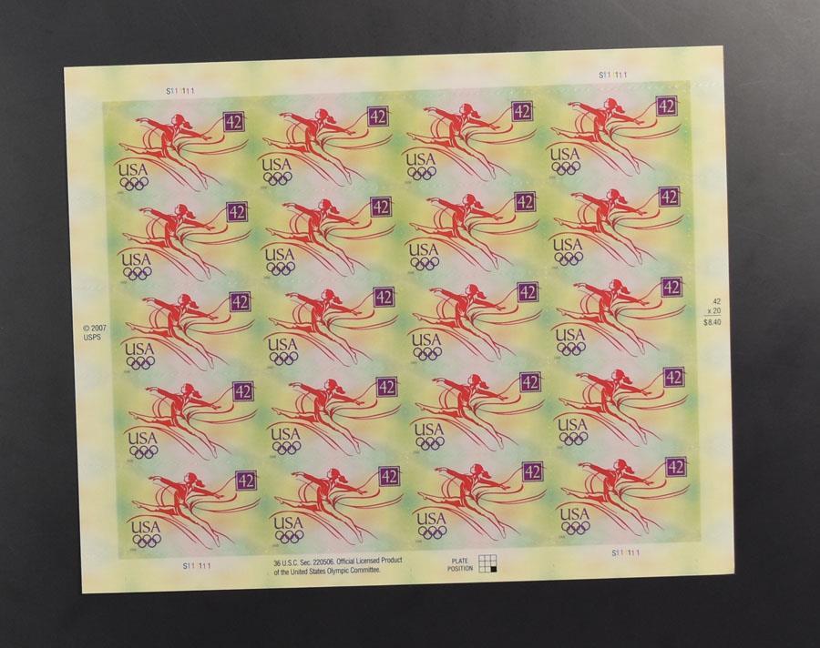 US SCOTT 4334 PANE OF 20 OLYMPIC GYMNASTICS STAMPS 42 CENT FACE MNH