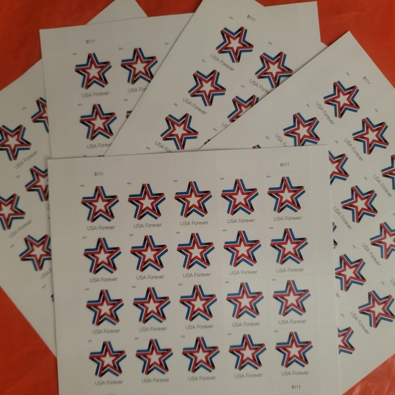2019 Star Ribbon Pane of 20 Forever Postage Stamps Scott 5361