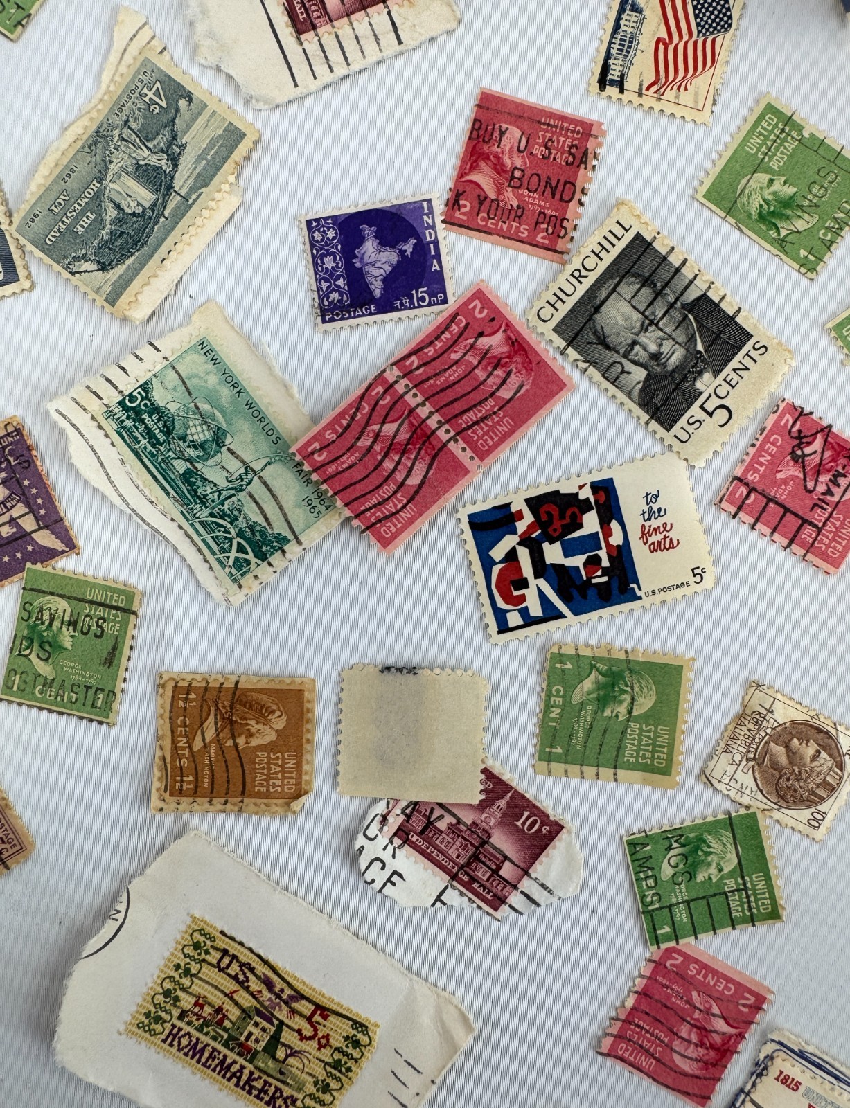 Vintage Worldwide Used Postage Stamp Off Paper Kiloware Lot US Commemorative