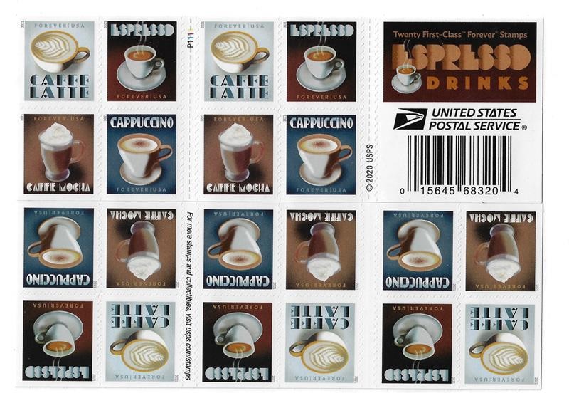 US SCOTT 5569 – 72a BOOKLET OF 20 ESPRESSO COFFEE DRINK STAMPS FOREVER MNH