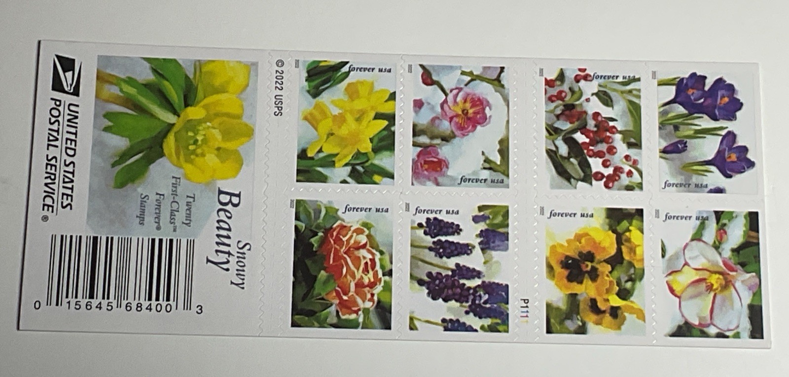 New AUTHENTIC USPS Snowy Beauty Flowers Book of 20 Forever Postage Stamps