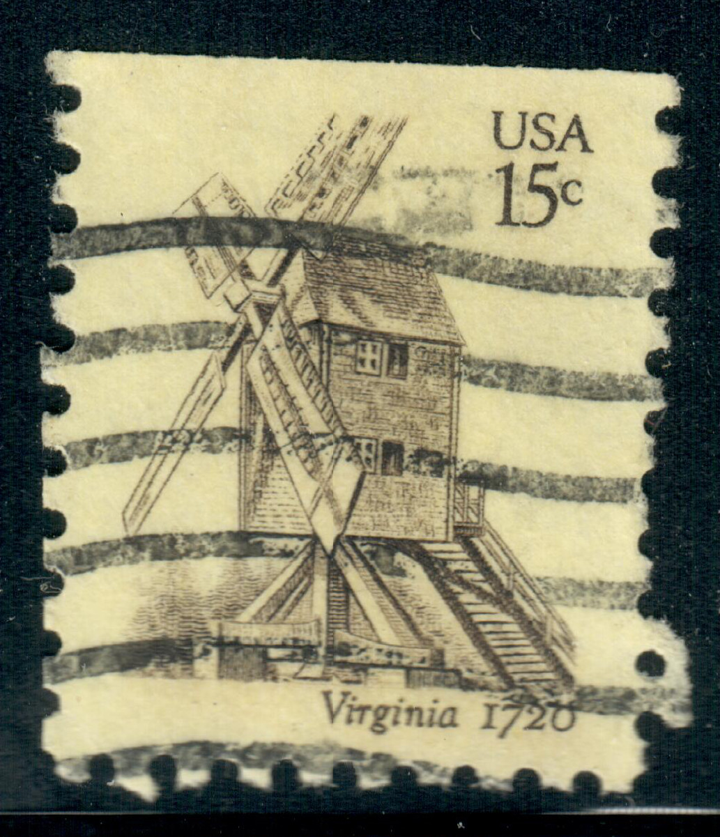 USA – 1980 – Windmills – Yellow paper – Virginia – 15¢ – #3648