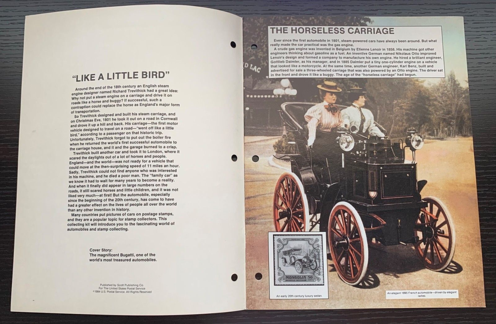 1984 AUTOMOBILES A WORLD ON WHEELS POSTAGE STAMP ALBUM ALL INTACT UNUSED NM COND