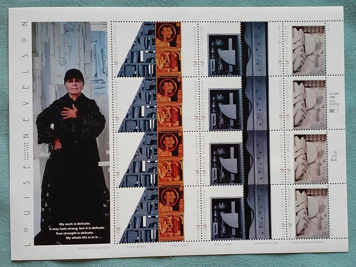 Four Sheets x 20 = 80 of Sculptor LOUISE NEVELSON 33¢ US Stamps USA # 3379-3383