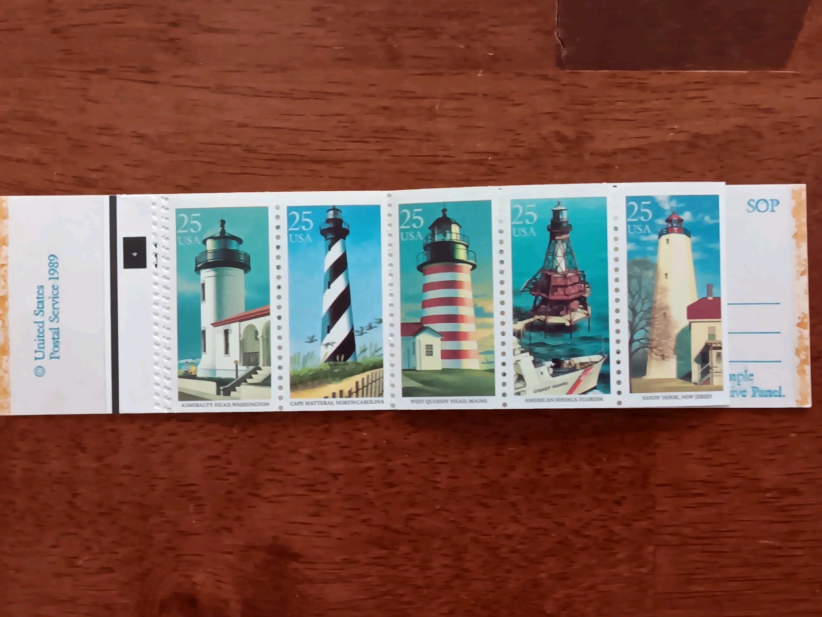 USPS 1 Strip of Lighthouses at 25 Cents. MNH