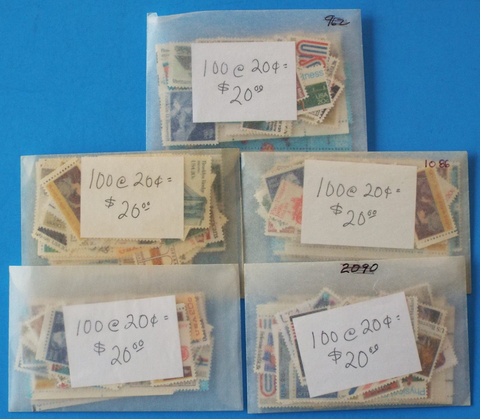 US Discount Postage 1000 20 Cent 20c Stamps Blocks Singles Mixed Mint Lot #6
