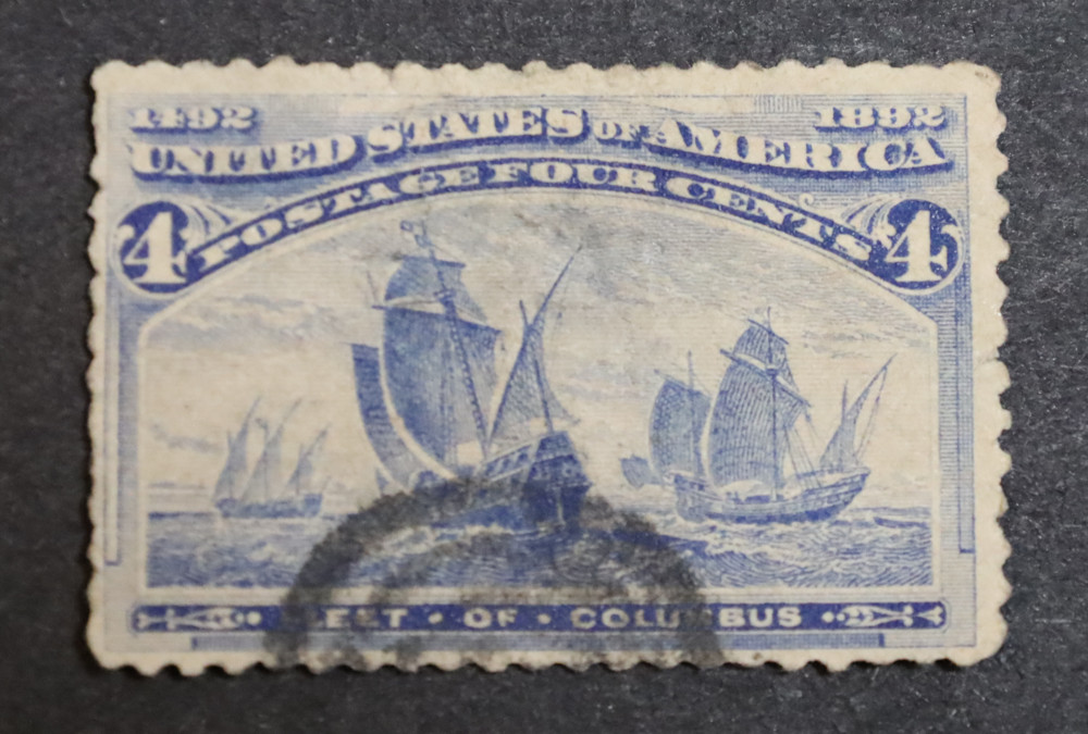 Fleet Of Columbus 4 Cent US Postage Stamp Ultramarine Blue
