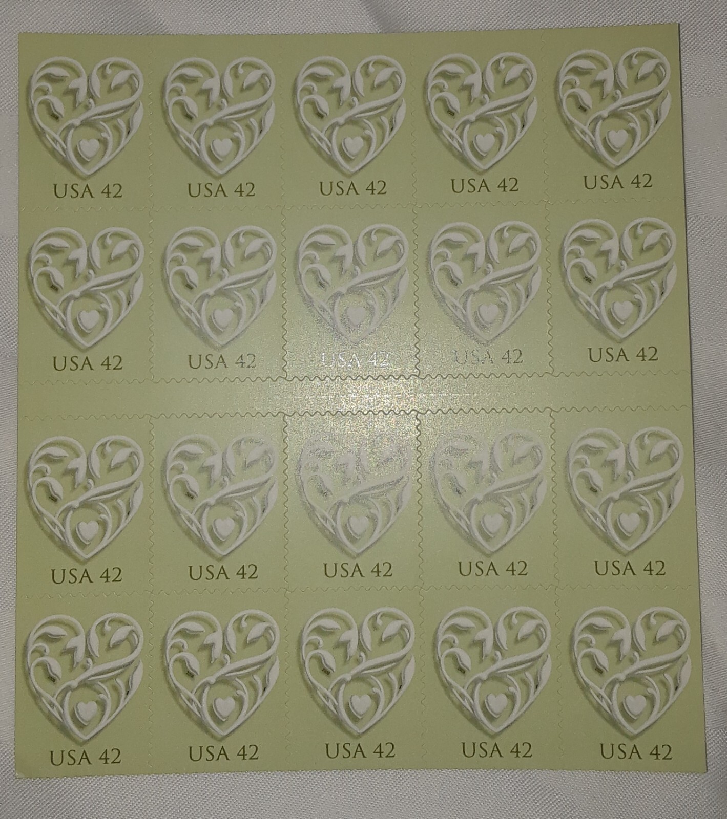 TWO Panes / Booklets x 20 = 40 of WEDDING HEARTS 42¢ US Postage Stamp USA # 4271