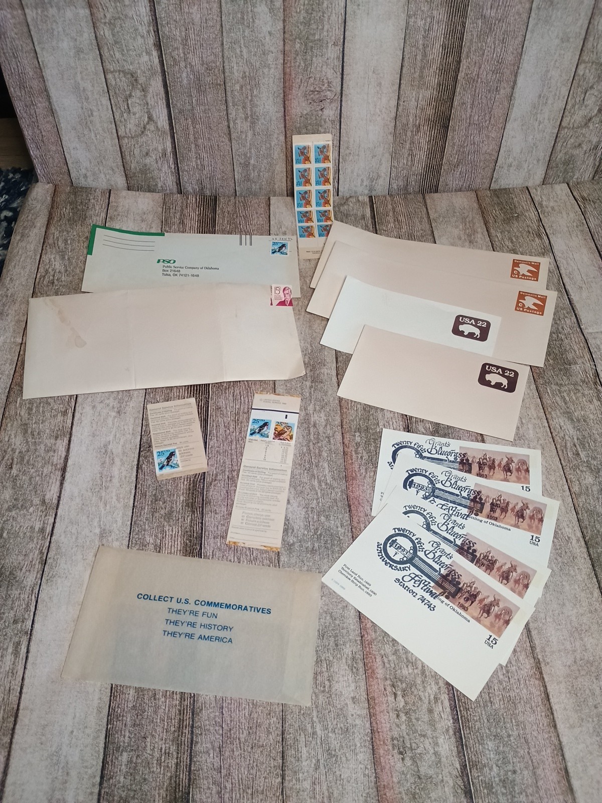 Lot of Unused 25 Cent Stamps, Vintage U.S. Postage Stamps, Envelopes, Postcards