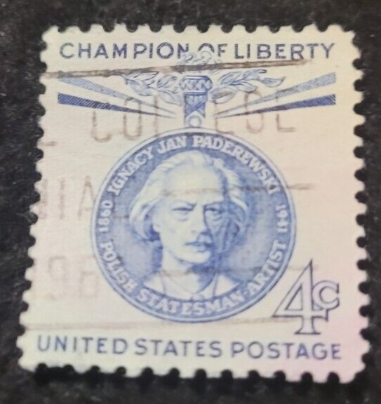 # 1159 – 1960 4c Champions of Liberty: Ignacy Paderew ~ 1 Stamp + 2 FREE Stamps