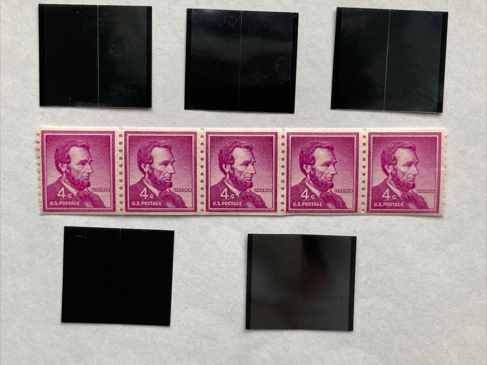 1958 Abraham Lincoln Strip of 5 Stamps with Mounts MNH