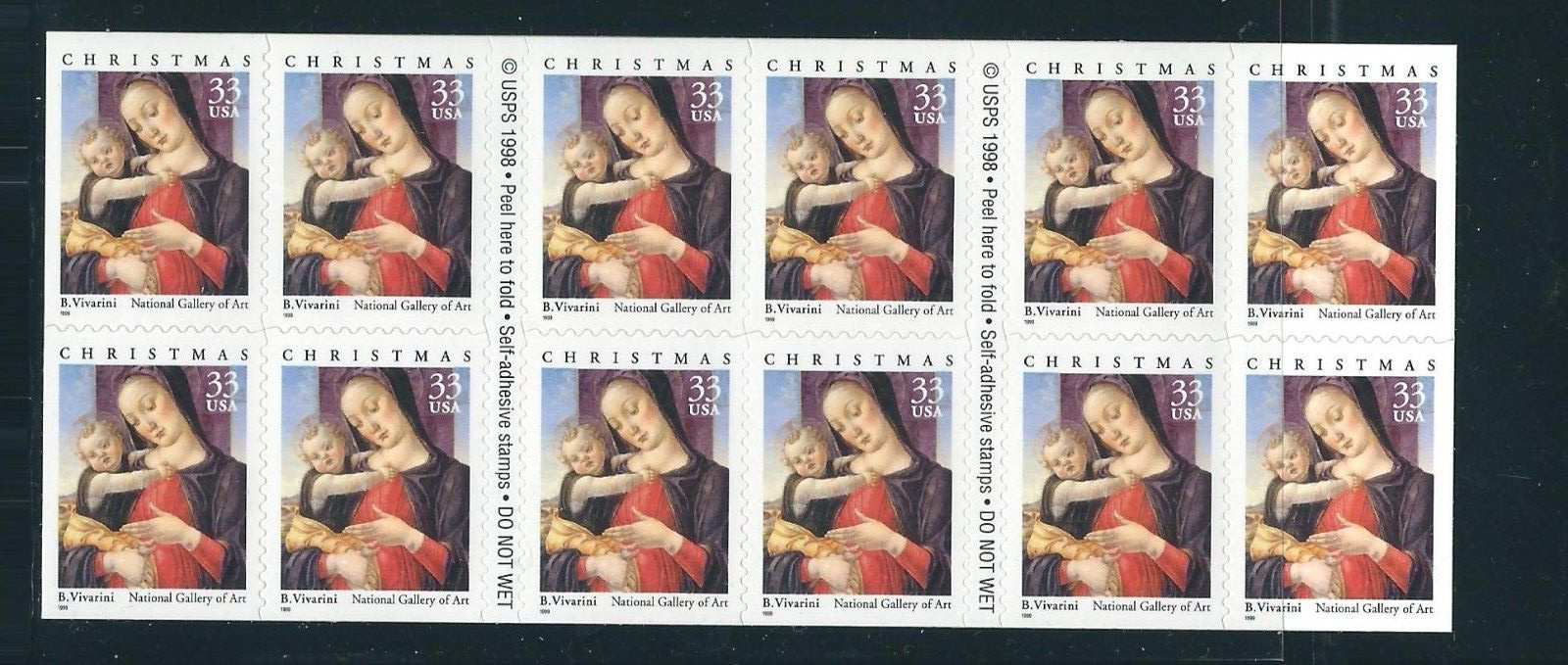 USA SC # 3355A Madonna And Child By Bartolomeo Vivarini .MNH