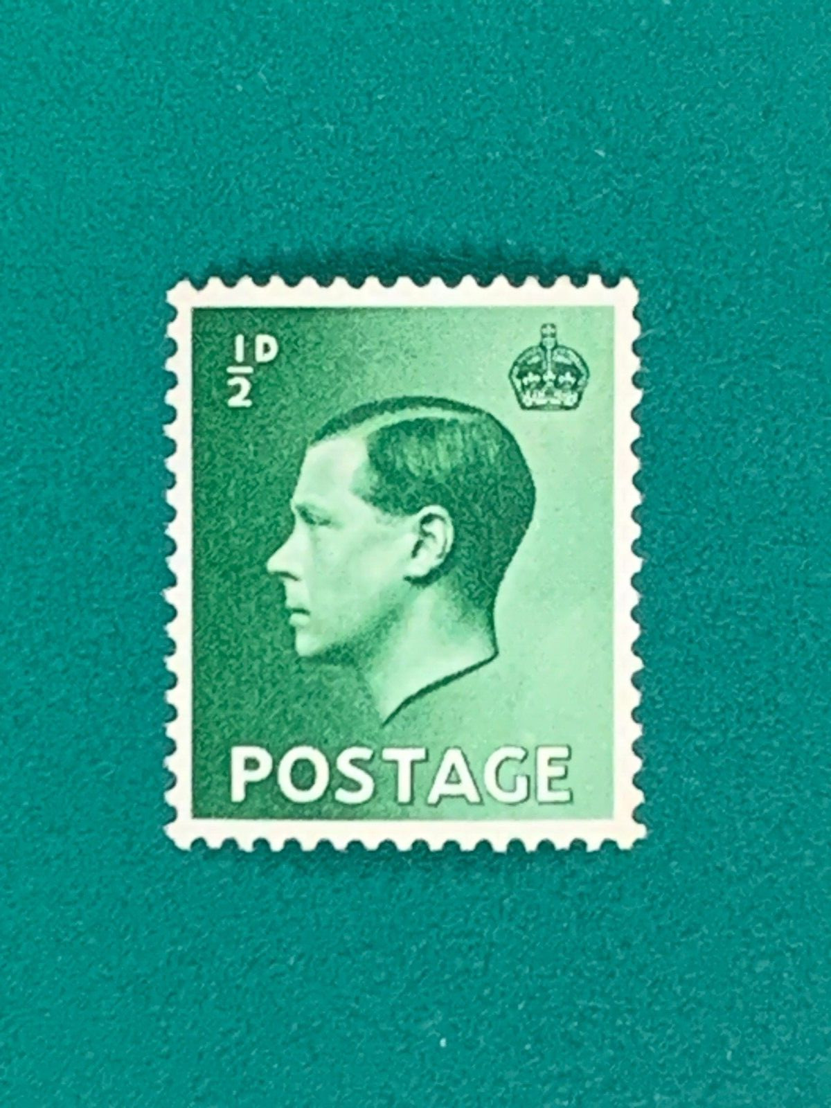 UK Postage King George VI 1/2 D Penny Green Single Stamp Unused