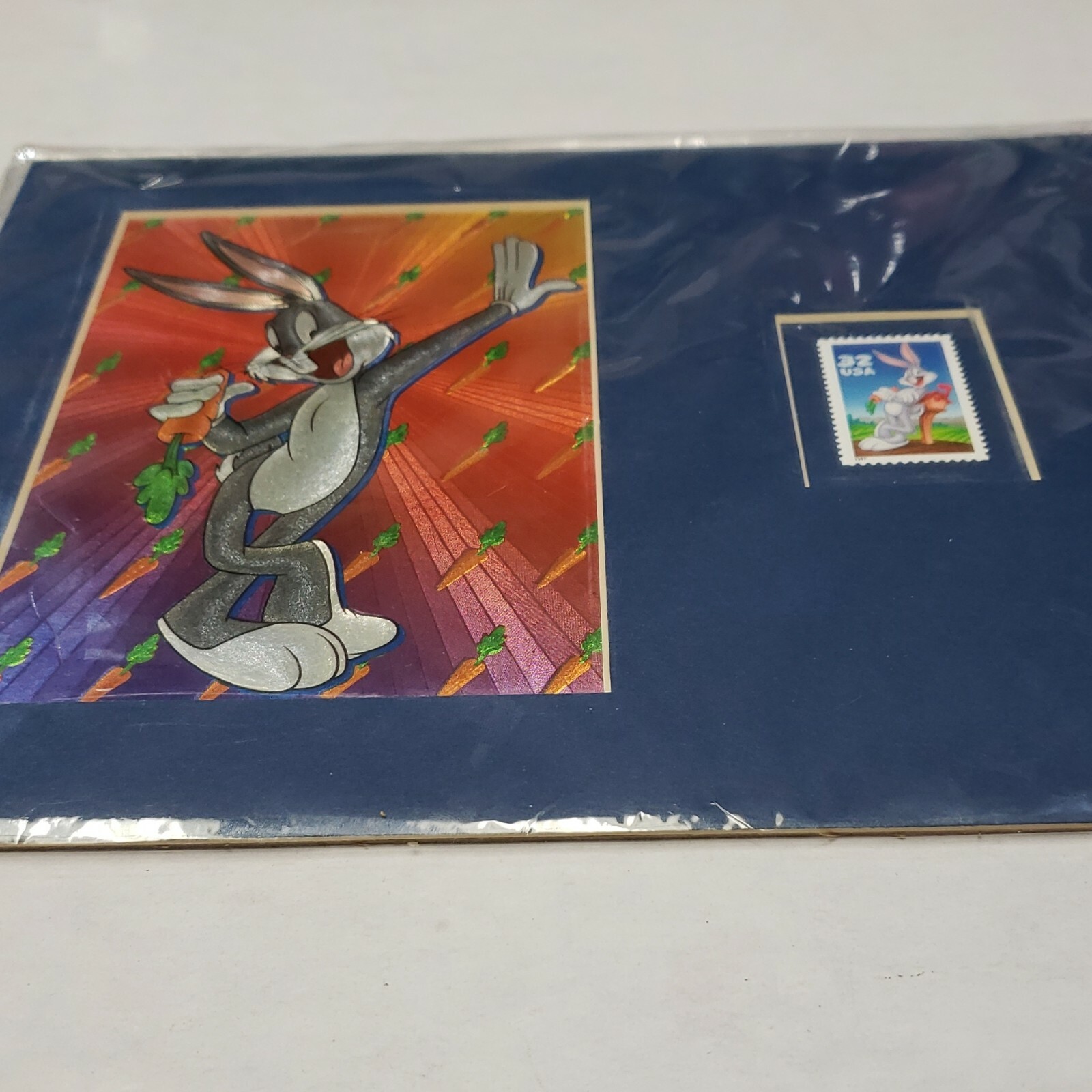 USPS $0.32 USA Bugs Bunny Stamp Matted Sealed and Reflective Art Work Multicolor