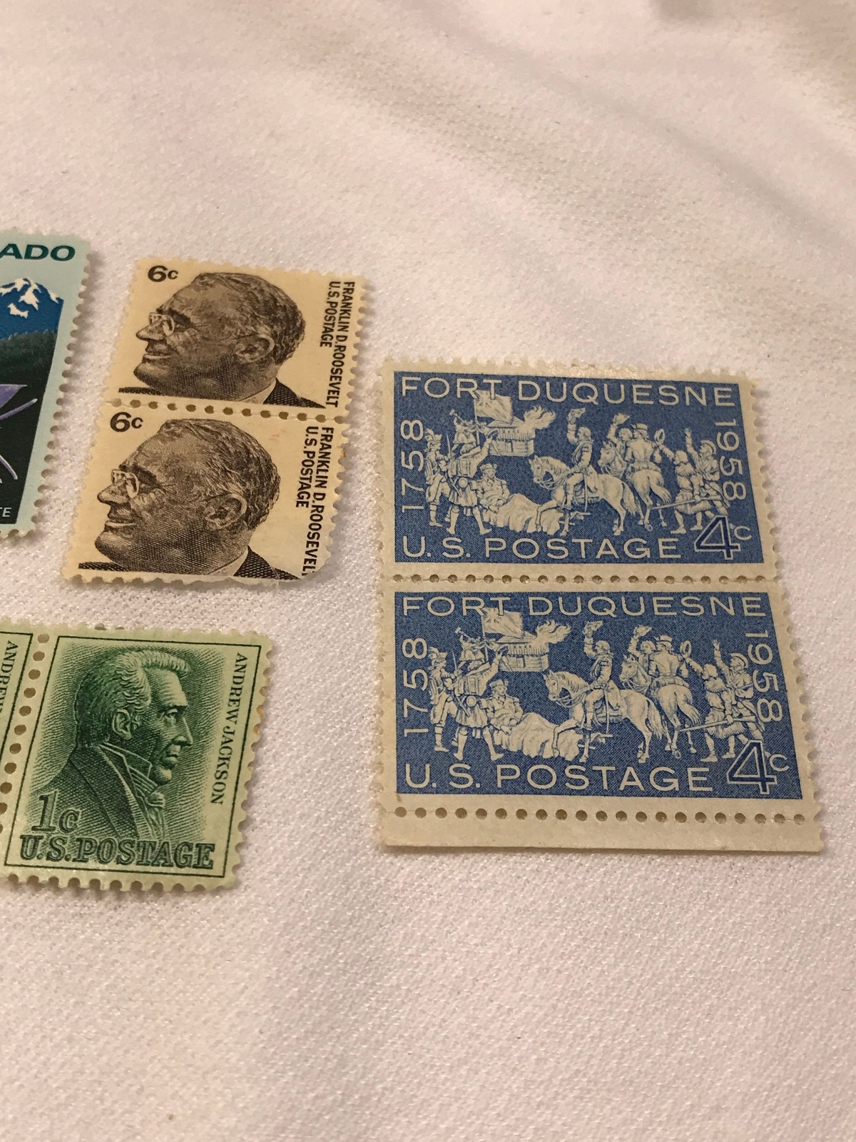 Vintage postage stamp collection, Colorado, Jackson, 1958 and 1940 Christmas