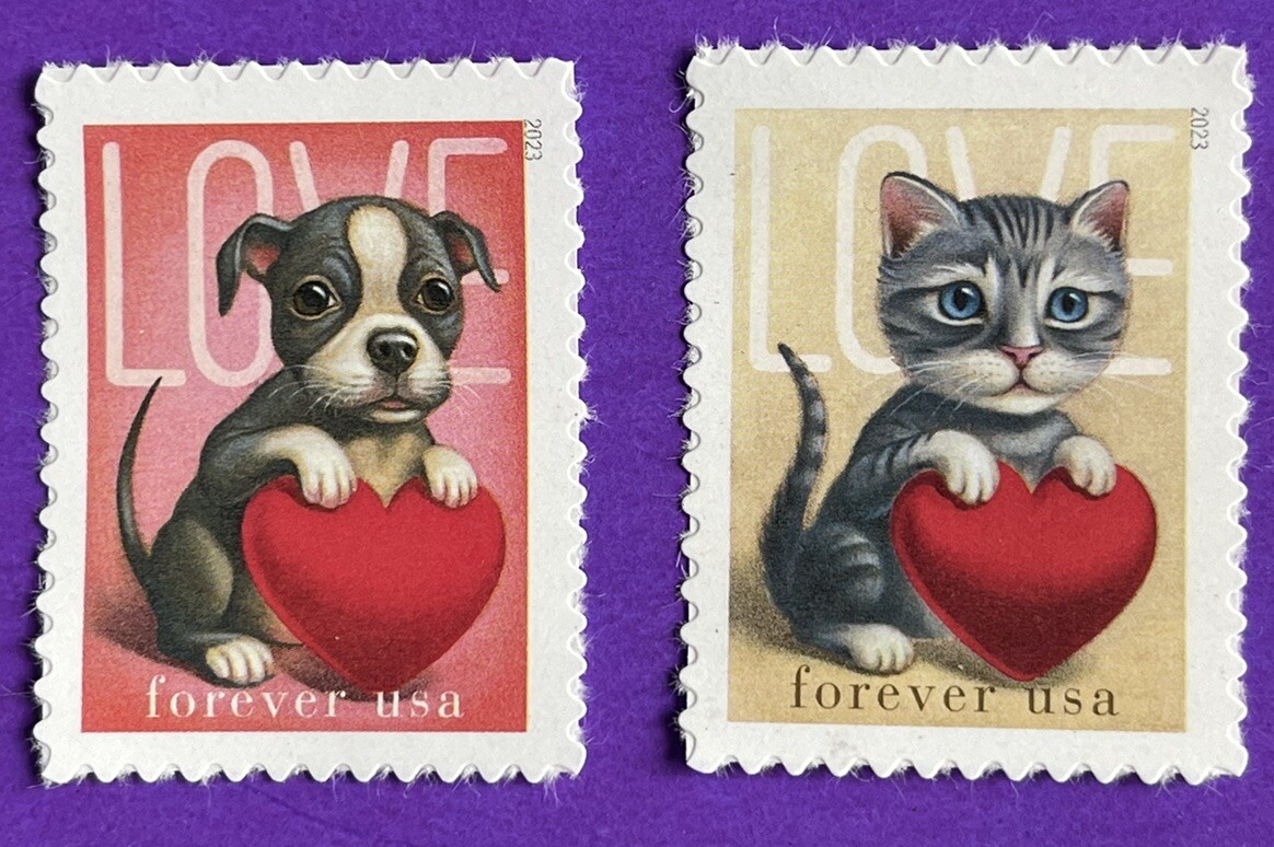 2023 KITTEN PUPPY LOVE FOREVER STAMPS RED HEART DOG CAT SCOTT 5745 MNH 1 SET MNH