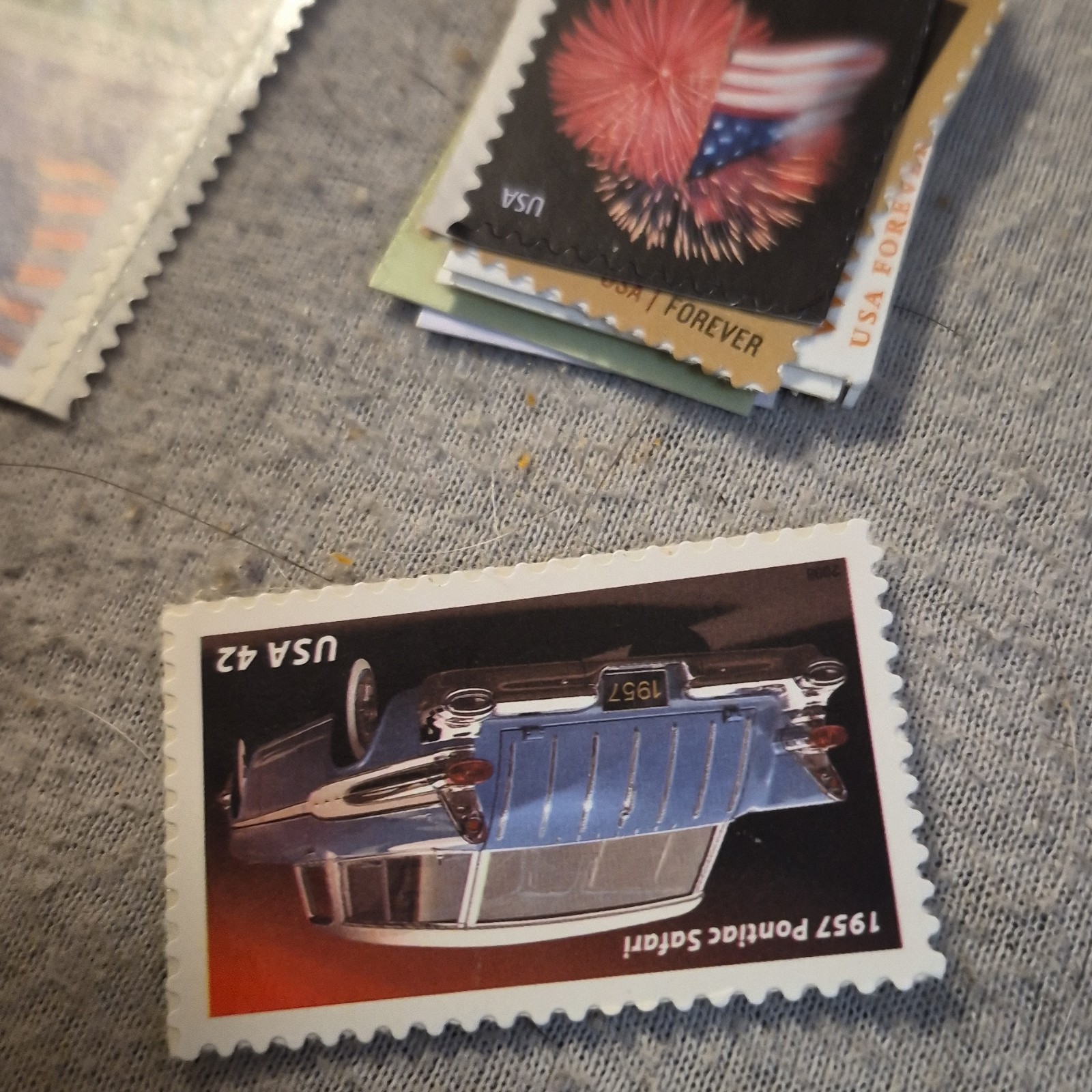 Pontiac Safari 42 Cent USA Postage Stamp Cars Blue White