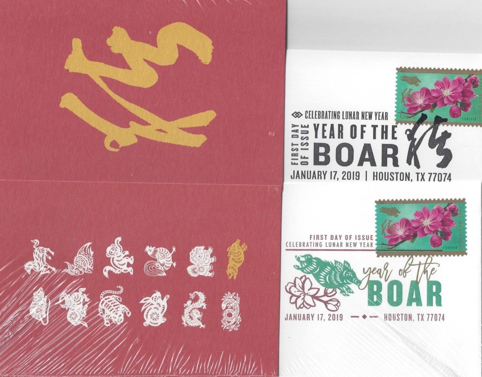 Celebrating Lunar New Year – Boar FDI Memento with 12 Forever Stamps Scott #5340