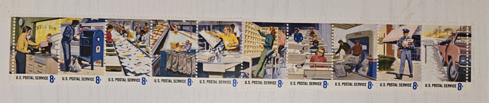 US 8 Cent Postal Service People. Strip of 10. MNH