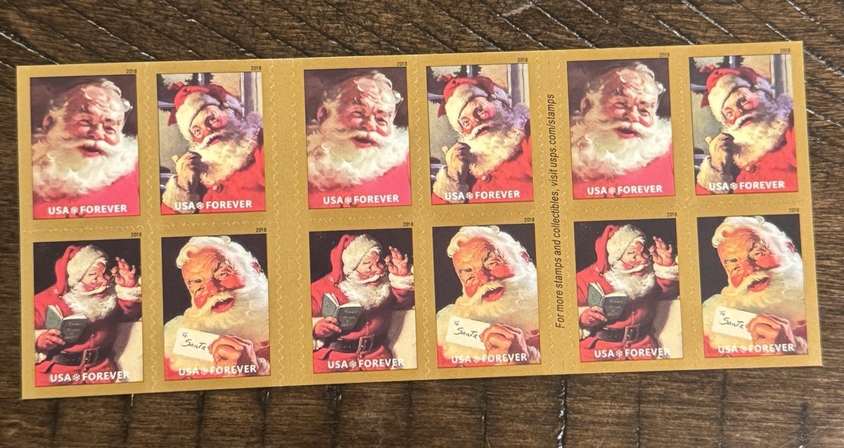 NEW MINT 2018 USA #5332-5335 Forever Sparkling Holidays Santa Booklet 20 Stamps