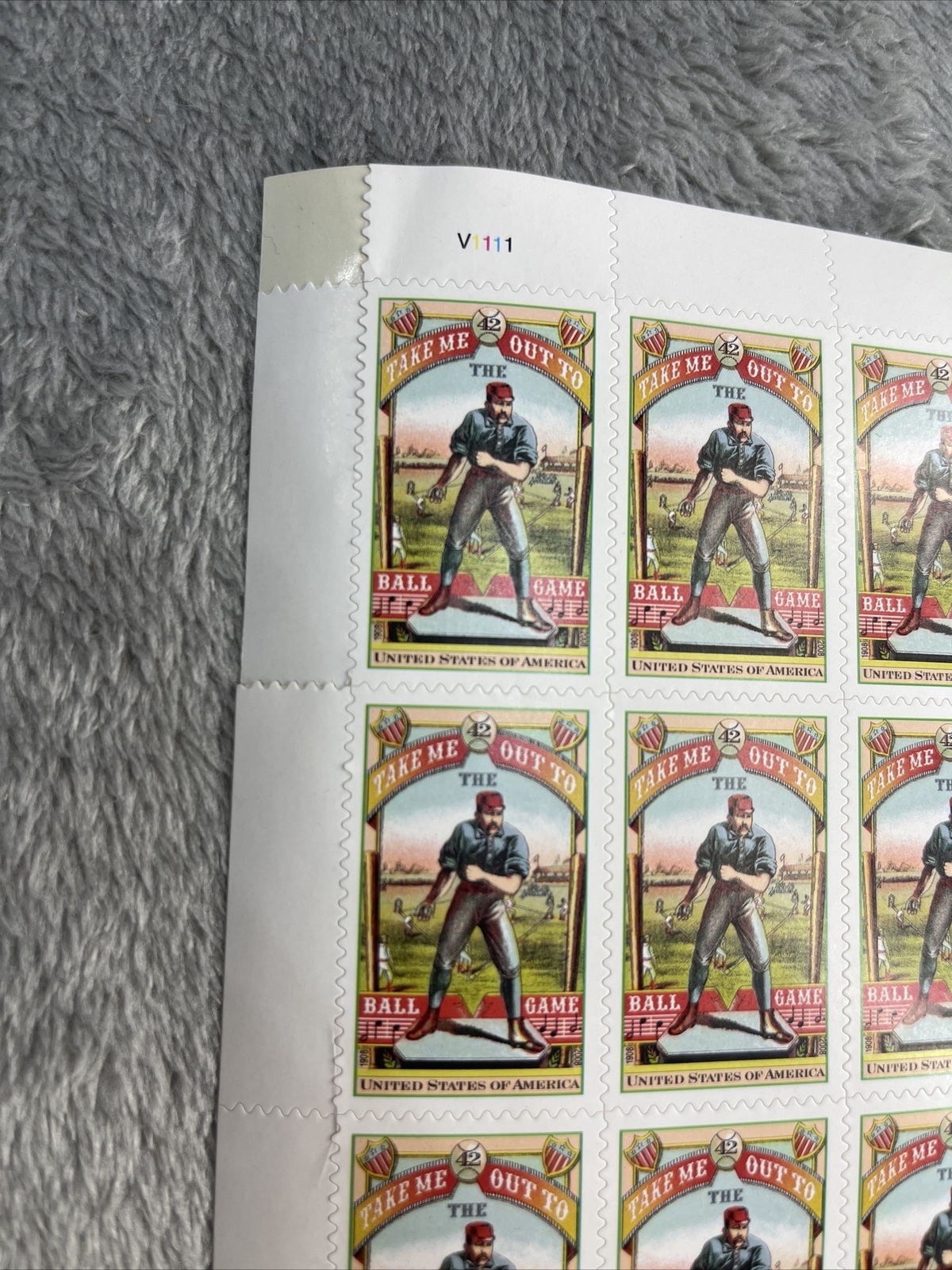 US SCOTT 4341 PANE OF 20 TAKE ME OUT TO THE BALL GAME 42 CENT FACE MNH