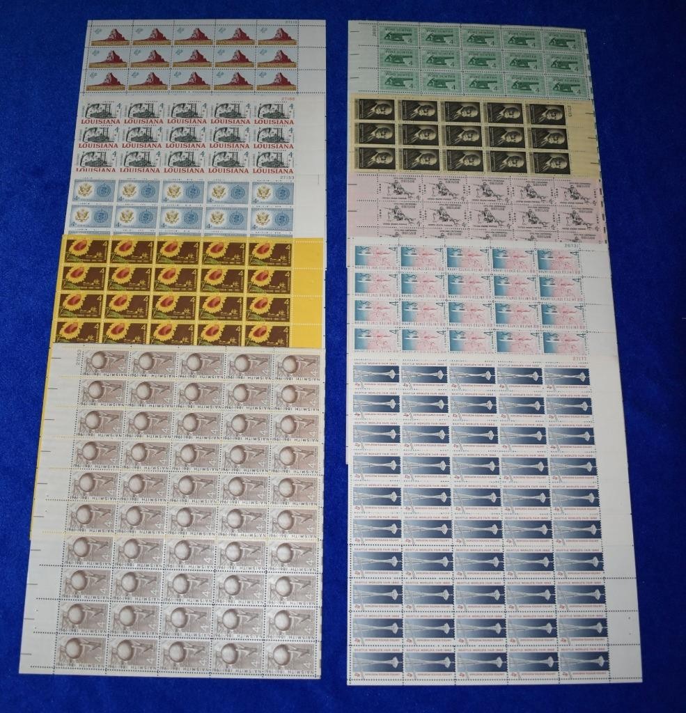 Ten U.S. Postage Full Mint 4 Cent Sheets 1950s/60’s Basketball
