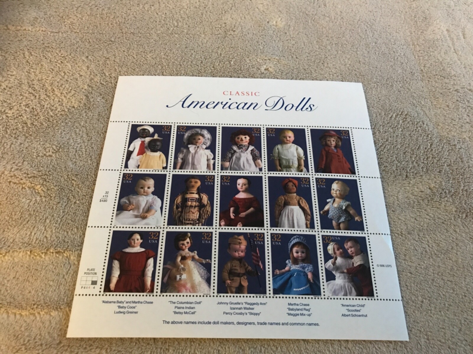 SCOTT #3151 American Dolls 32 cent 15 stamps MNH