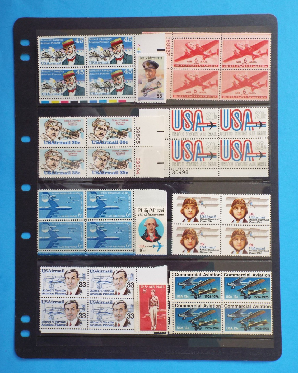 US Postage Stamps Face Value $45+ Unused Lot #131 Sheets Blocks Airplanes Planes
