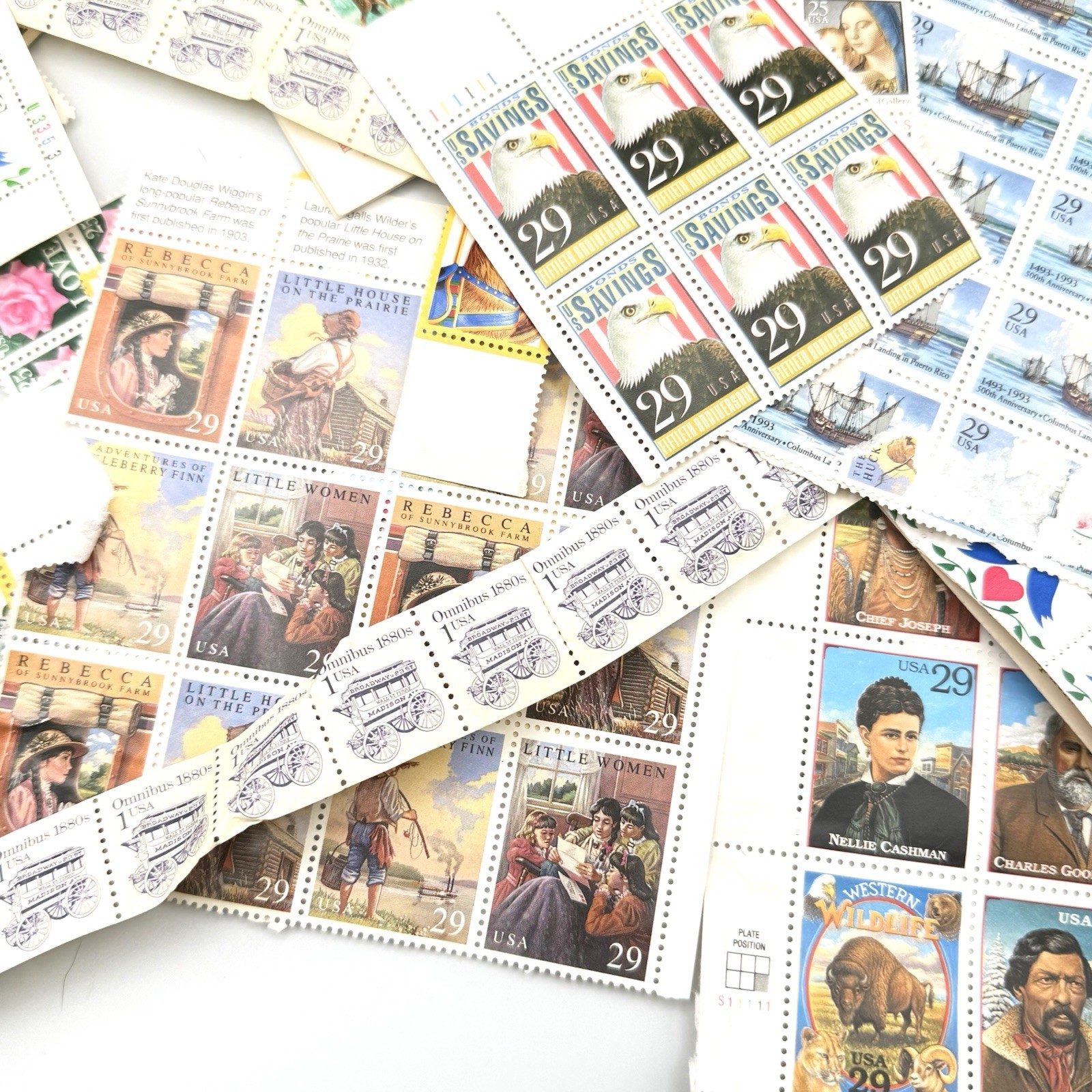 135+ Mint Unused USPS Stamps Lot Plate Blocks Strips Panes $33.75+ Face Value