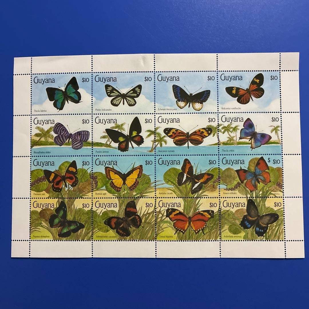 World Butterfly Stamps Guyana 1990 Butterflies Unused 16 Full Sheets