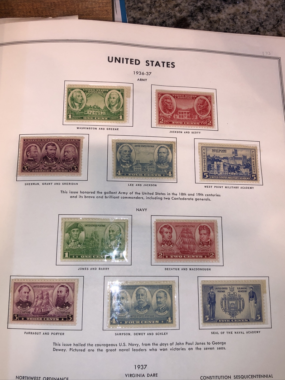 Scott # 785 – 794 1936 – 37 Army And Navy Issue U.S. Postage Stamps