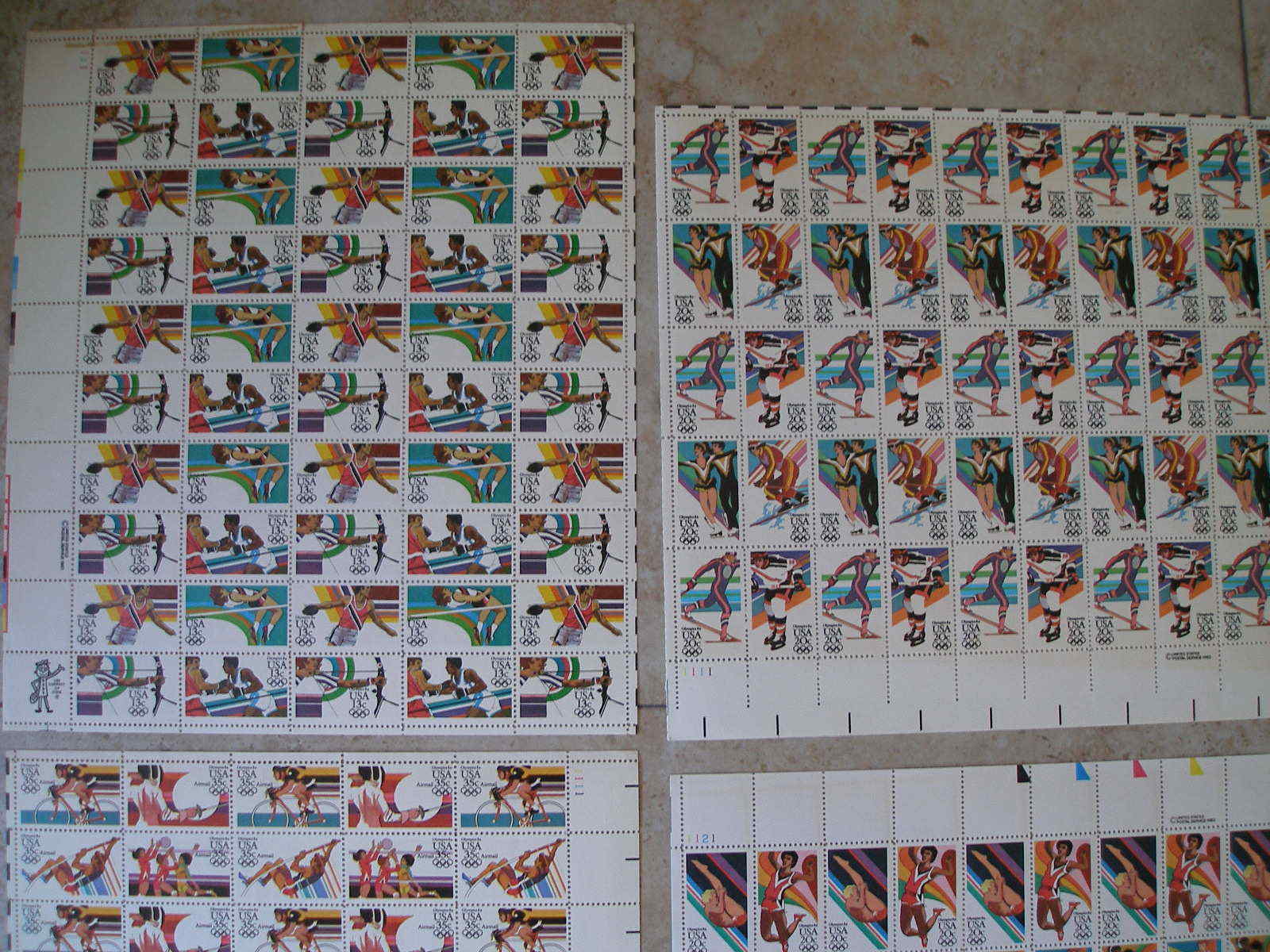 6 FULL SHEETS & 17 FDC # 2048-51 , 2067-70 , 2082-2085 , C101-C112 OLYMPIC GAMES