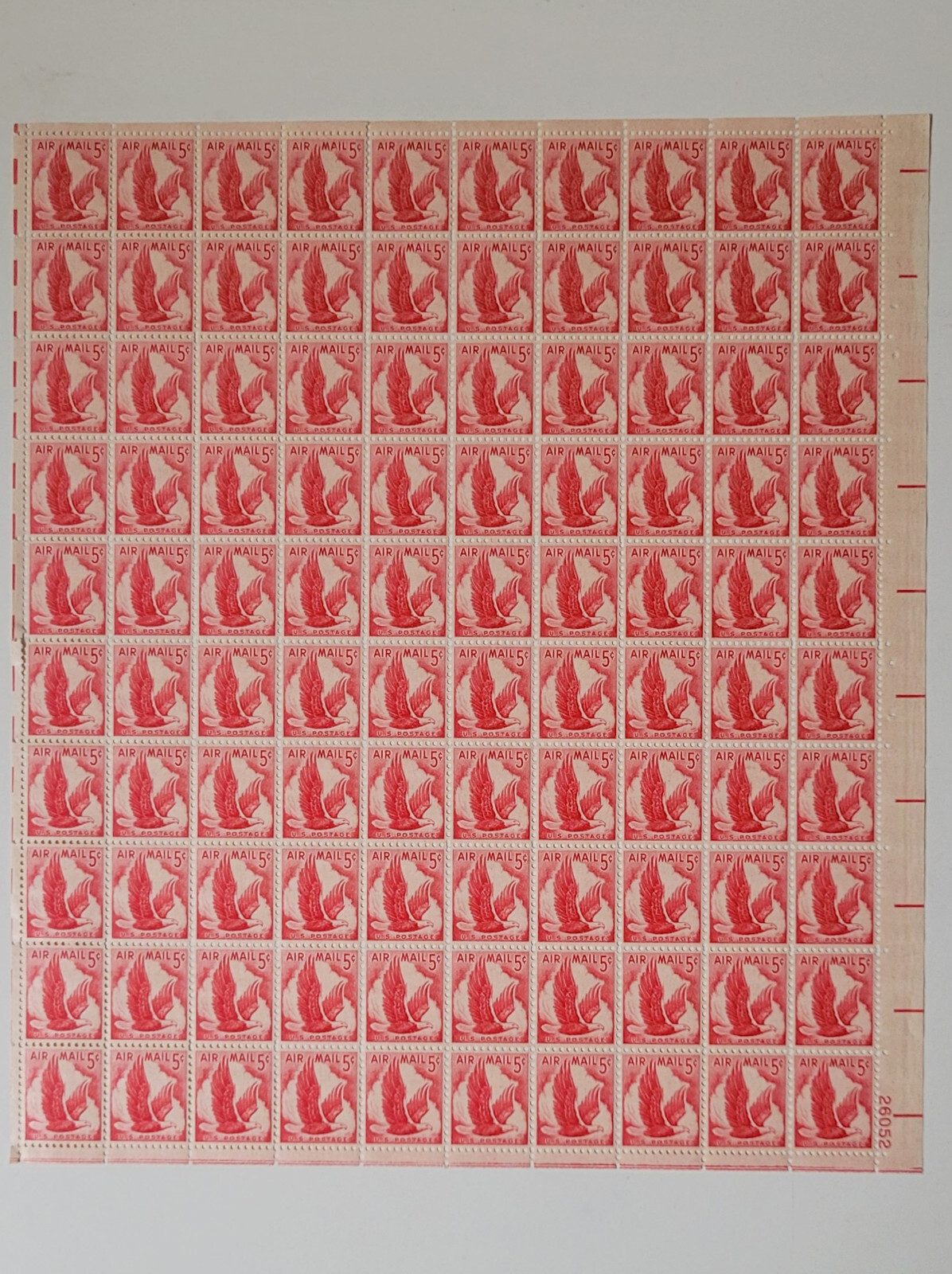 US Postage Unused Stamps 1954 Eagle Air Mail 5c sheet of 100 Scott#C50 MNH