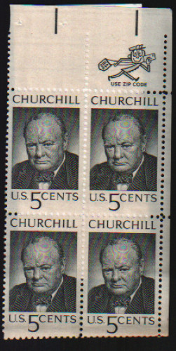 1965 5c Winston Churchill Block of Four Scott #1264 ST078