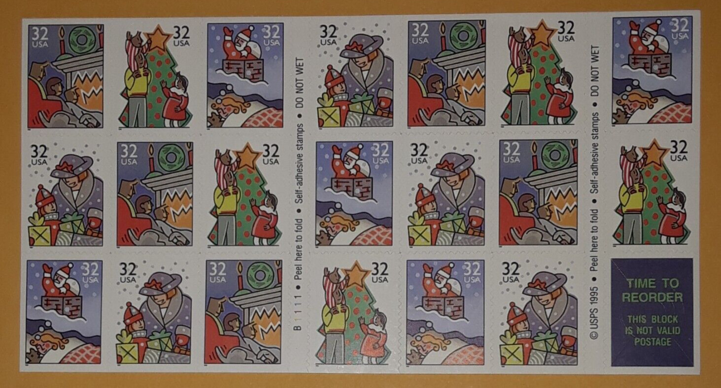 Three Panes x 20 = 60 of CHRISTMAS – FAMILY SCENES 32¢ US Stamps USA # 3113-3116