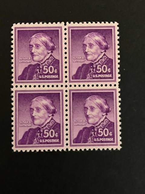 Scott #1051. 50c Susan B. Anthony block of 4. MNH. free shipping.