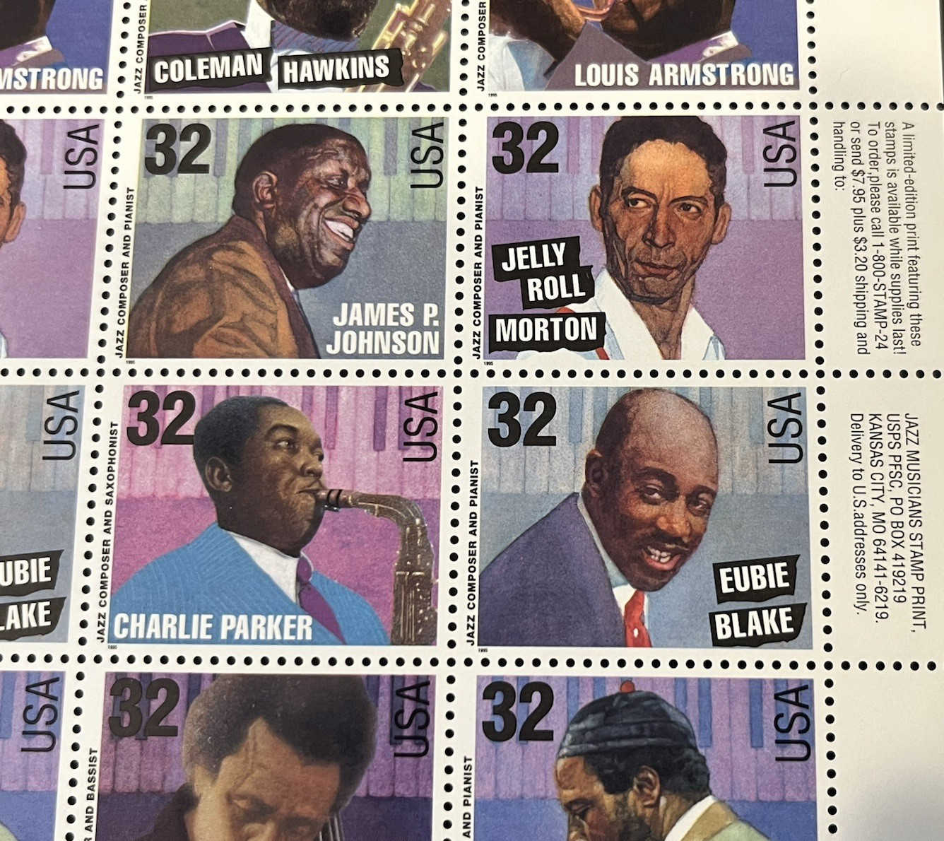 32¢ Legends Jazz Musicians Postage Stamp #2983-92 MNH Full Sheet CV $46.00