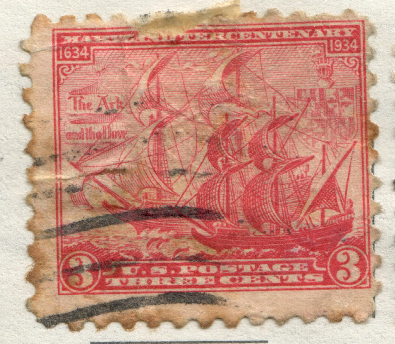 USA – 1934 The 300th Anniversary of the Founding of Maryland – 3 Cents