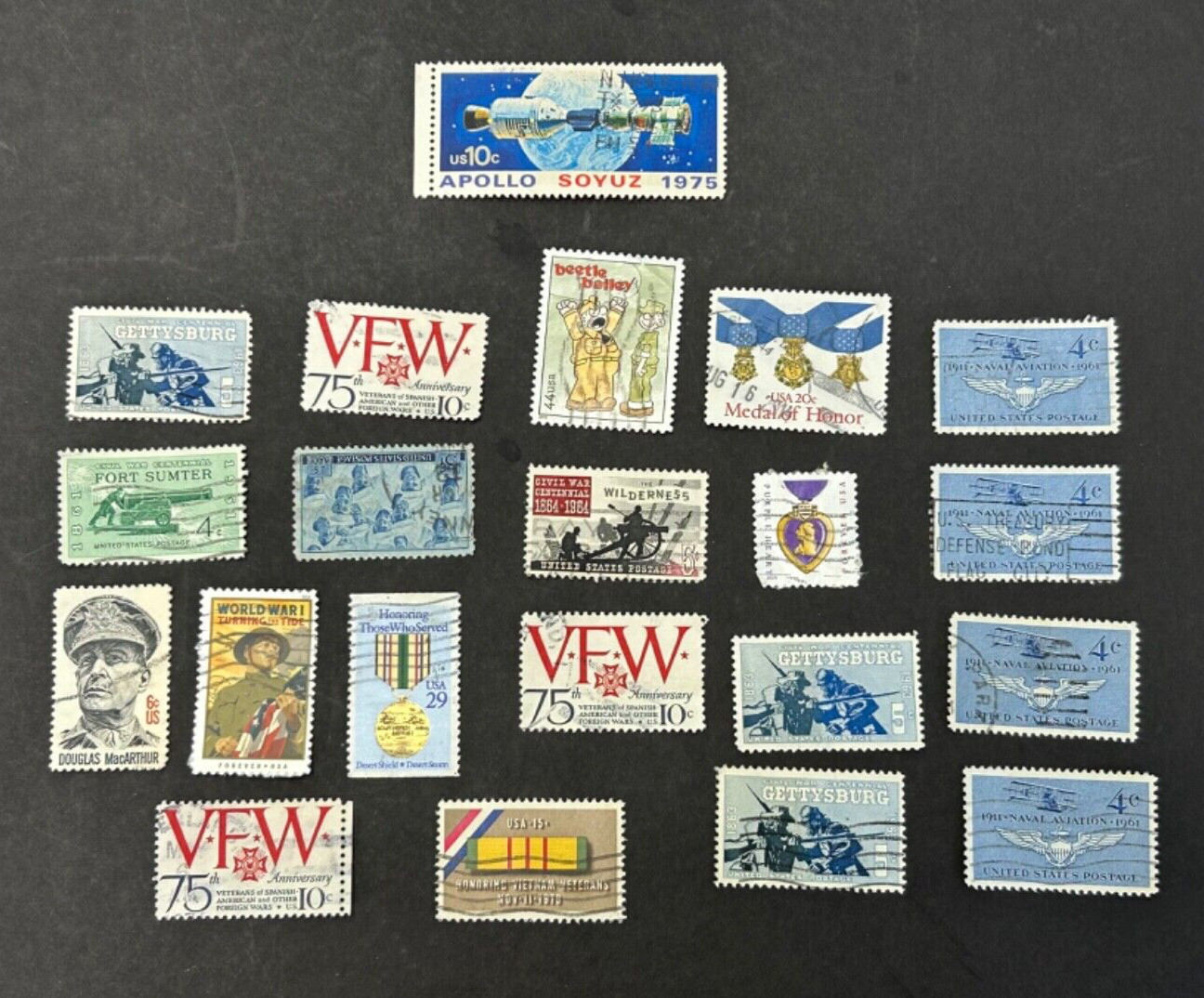 Vintage US Military Themed Postal Stamps